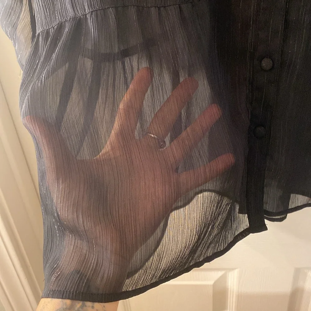 Just My Size Black Sheer Blouse